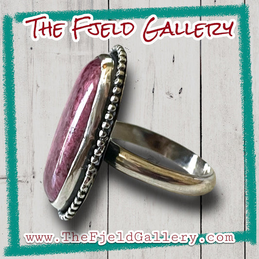 Handmade Norwegian Pink Thulite Gemstone Sterling Silver Ring