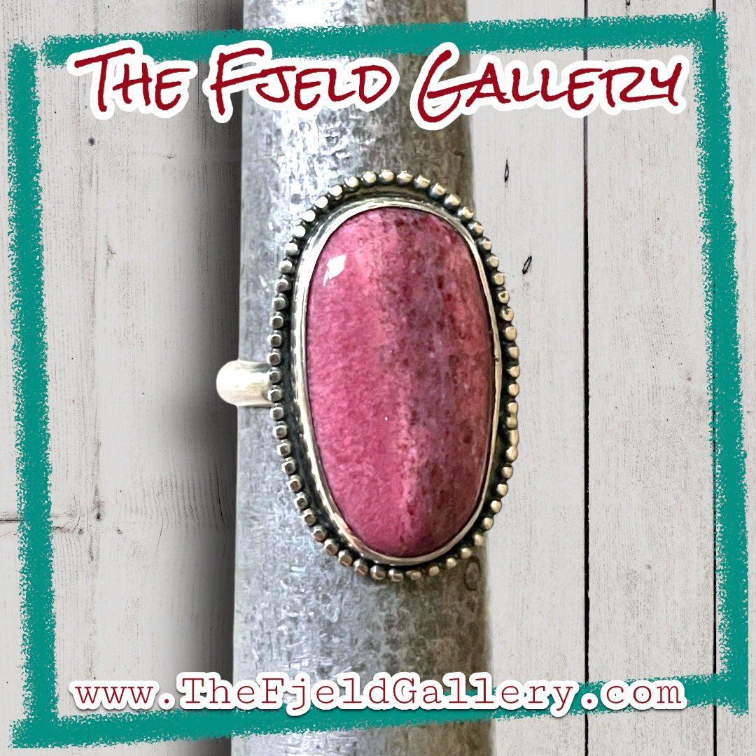 Handmade Norwegian Pink Thulite Gemstone Sterling Silver Ring