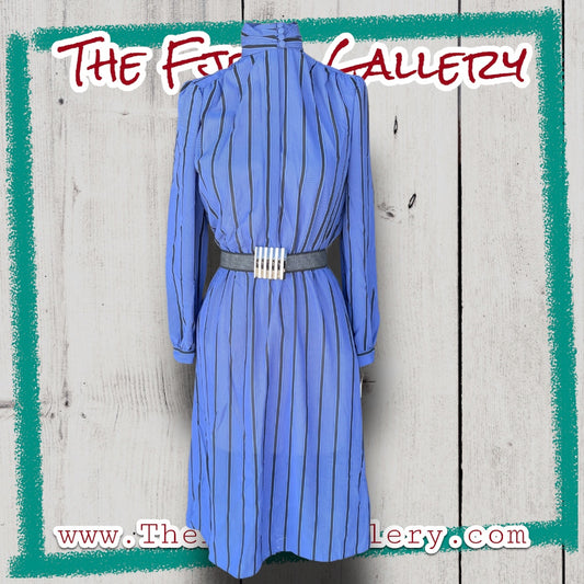 Vintage 1990’s Ms. Chaus Blue & Black Stripe Dress