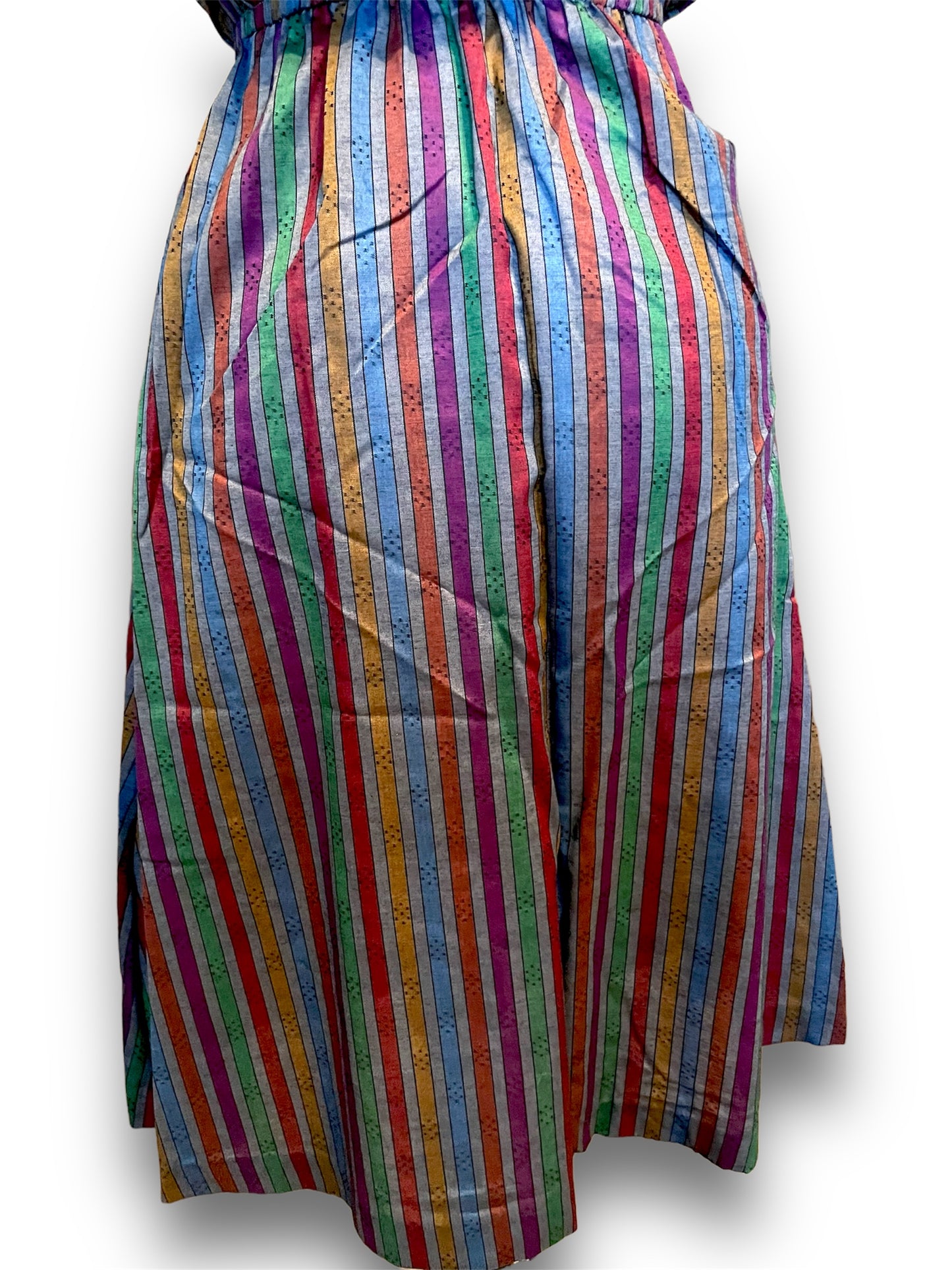 Vintage 80’s-90’s Heather & Rainbow Stripe A-line dress