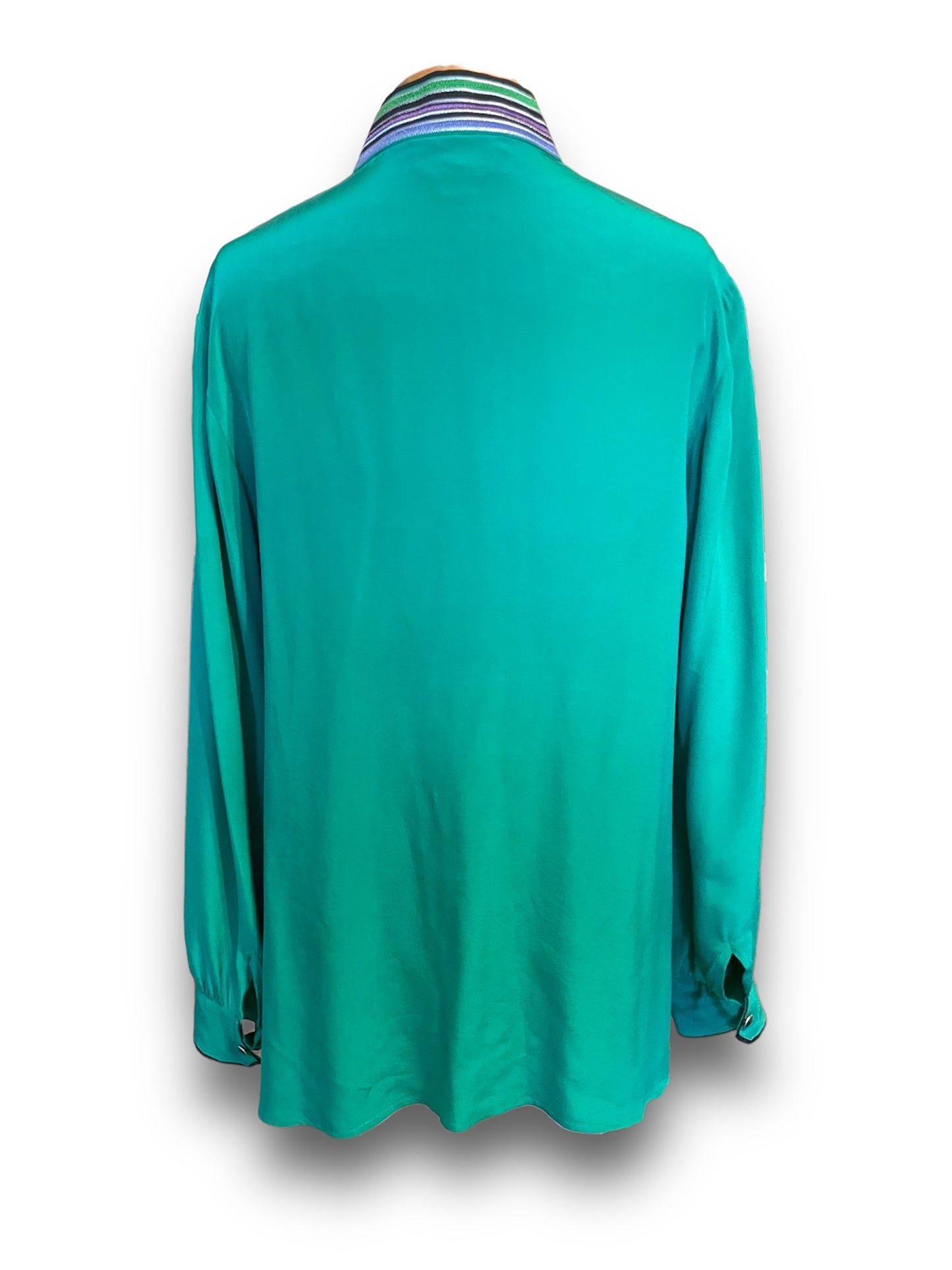 Vintage Bob Mackie Designer Silk Embroidered Long Sleeve Blouse