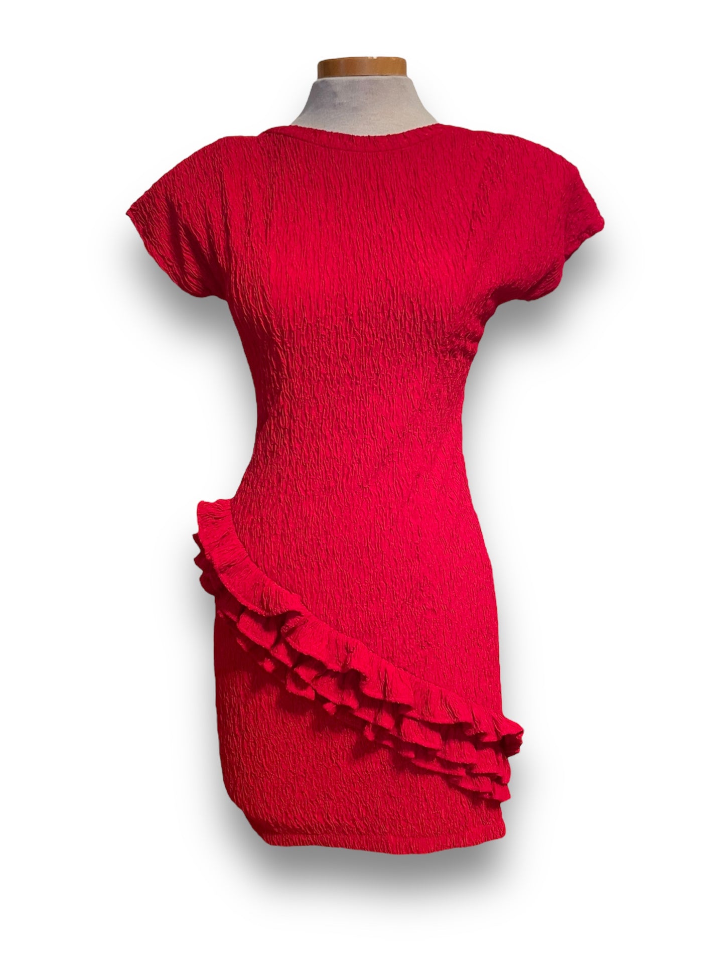 1980’s Vintage Red Party Dress with Ruffle