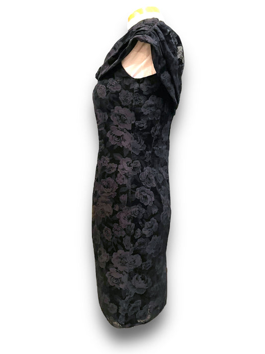 Vintage 1990’s Black Burnout Velvet Rose Pattern Party Dress