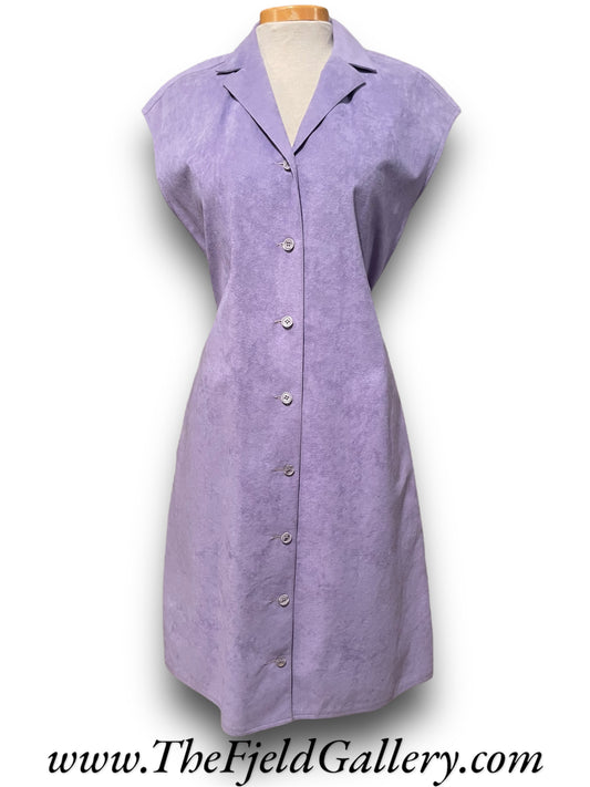 Vintage 1970’s Purple Suede Sleeveless Button Up Front Dress