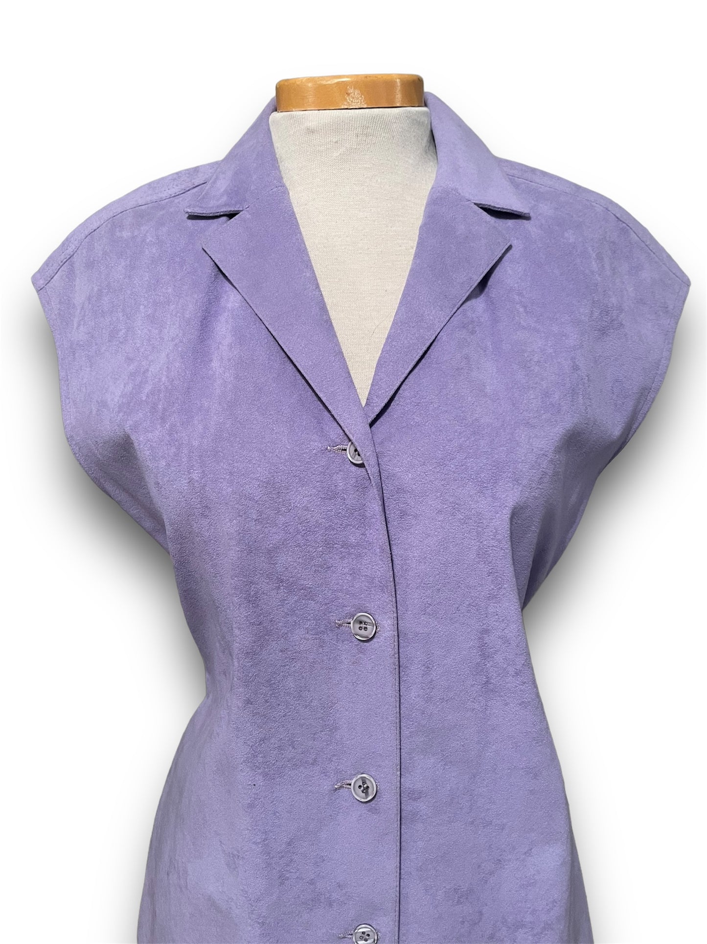 Vintage 1970’s Purple Suede Sleeveless Button Up Front Dress