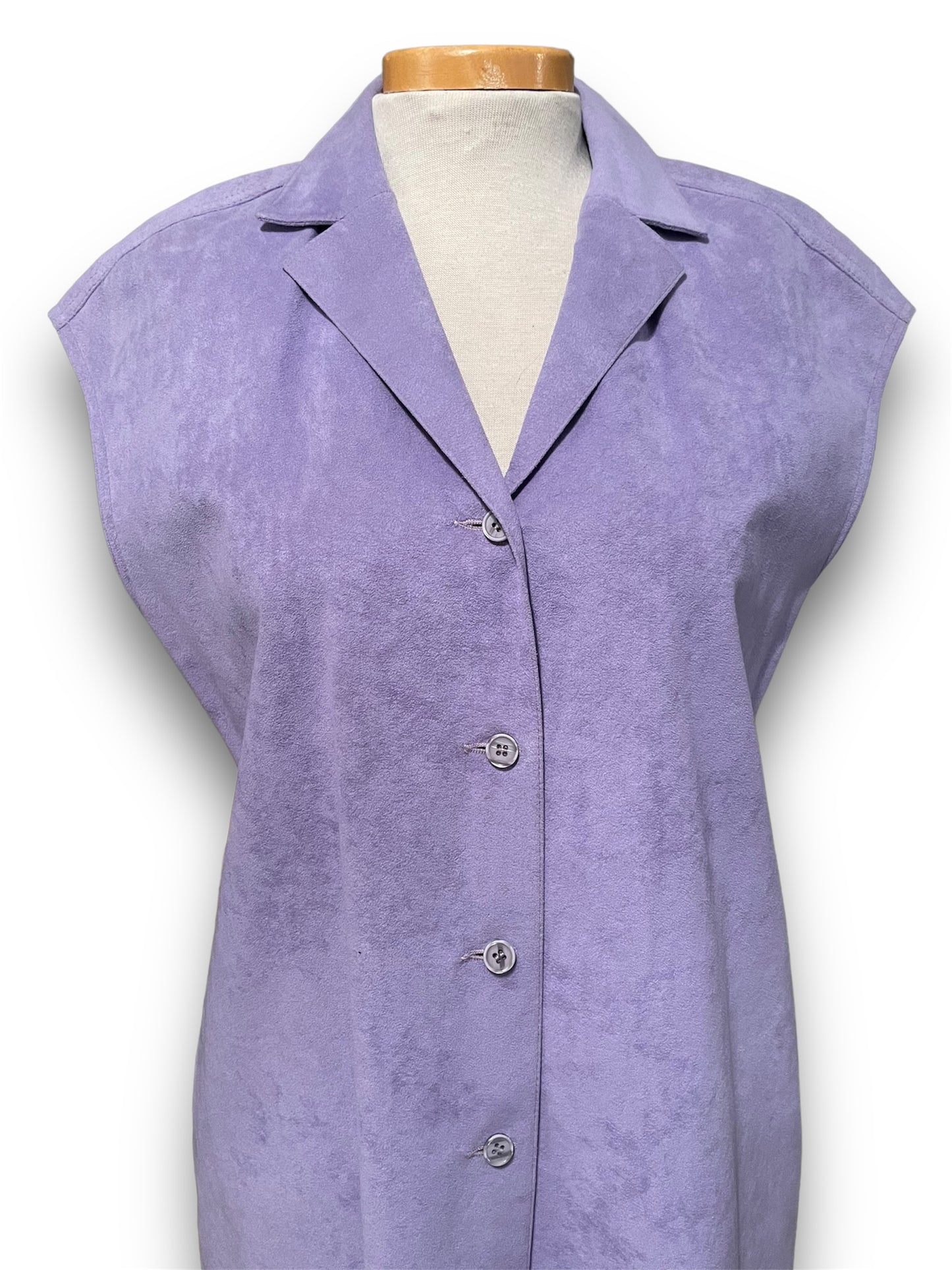 Vintage 1970’s Purple Suede Sleeveless Button Up Front Dress