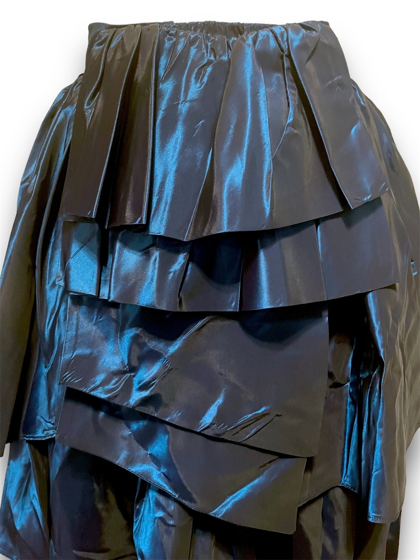 Vintage 180’s Cathy Hardwick Blue Metallic Taffeta Bustled Skirt