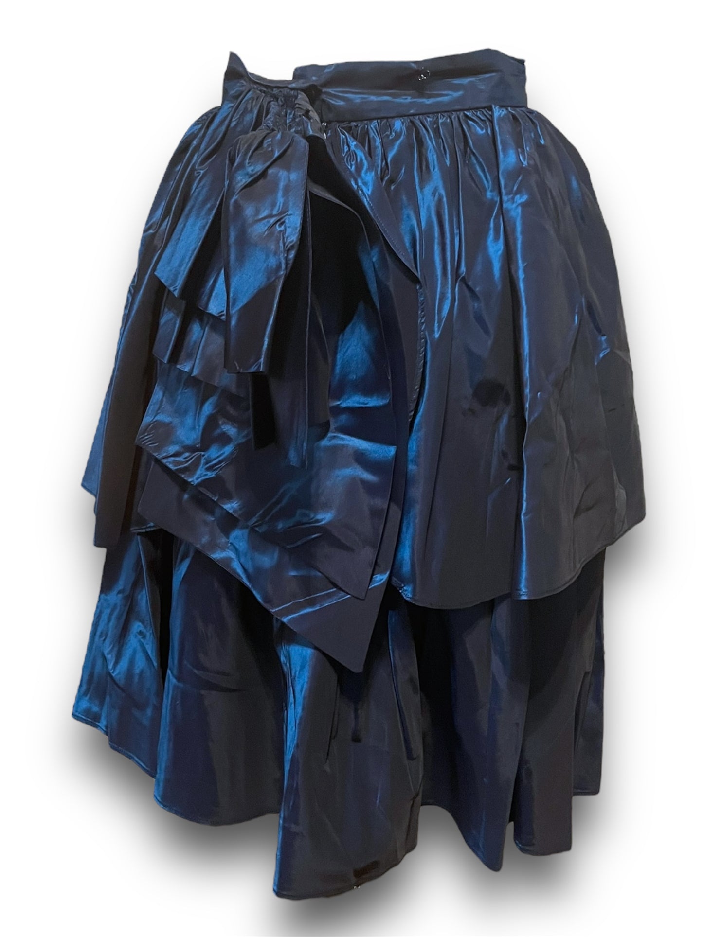 Vintage 180’s Cathy Hardwick Blue Metallic Taffeta Bustled Skirt