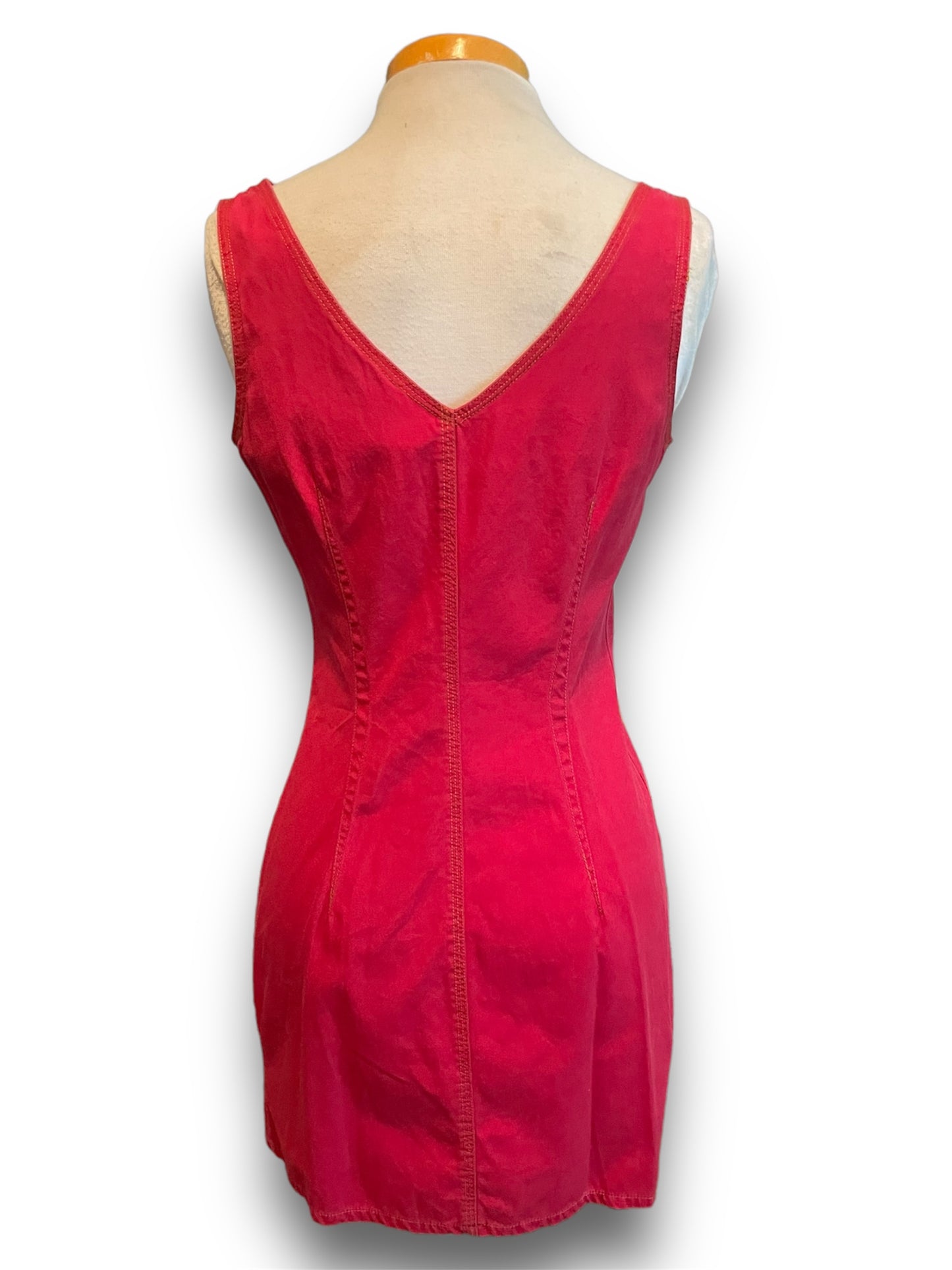 Vintage 1990’s Esprit Red Zip Front Tank Sleeve Mini Dress