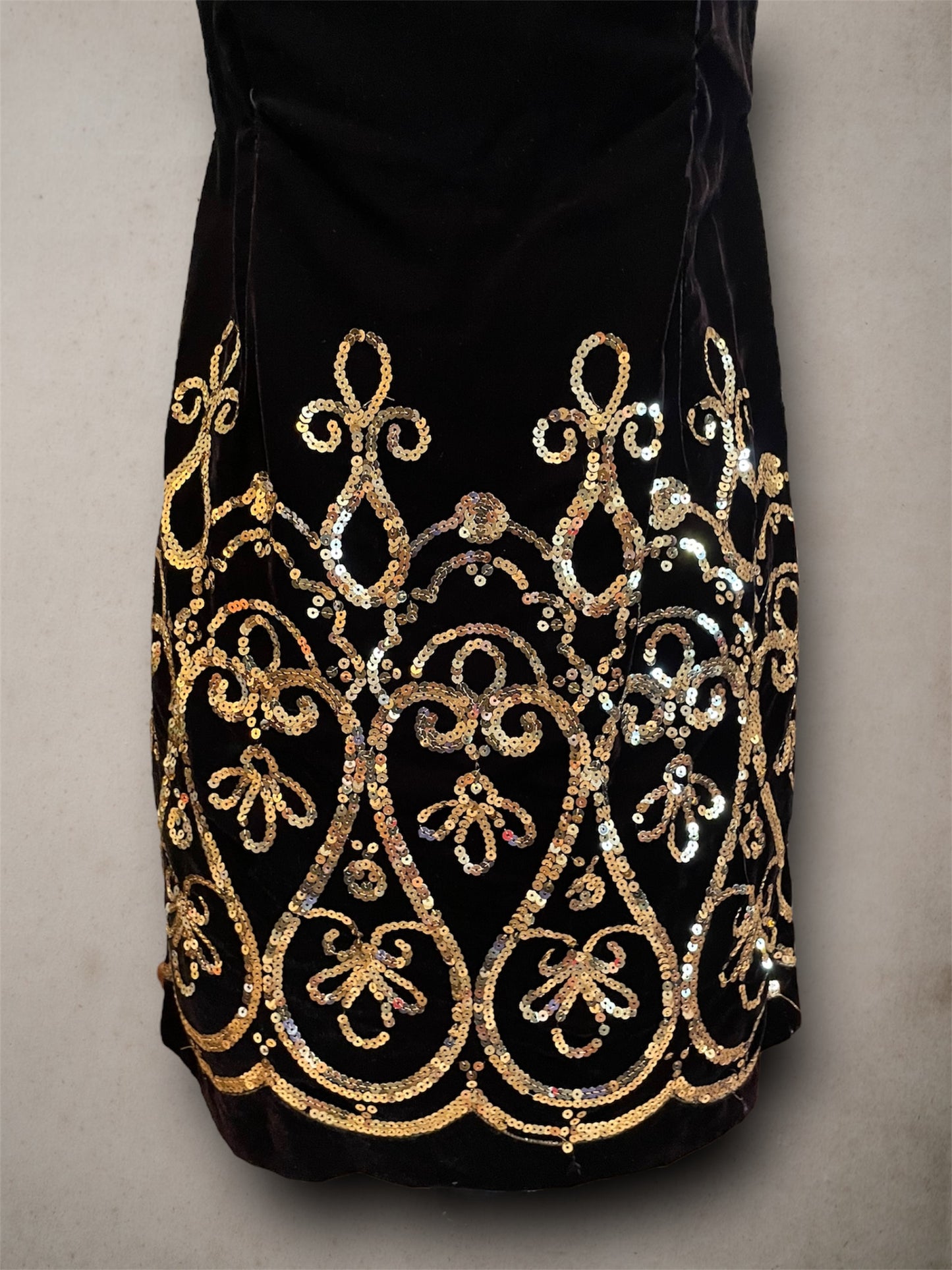 Vintage 1980’s Velvet & Gold Sequin Party Dress