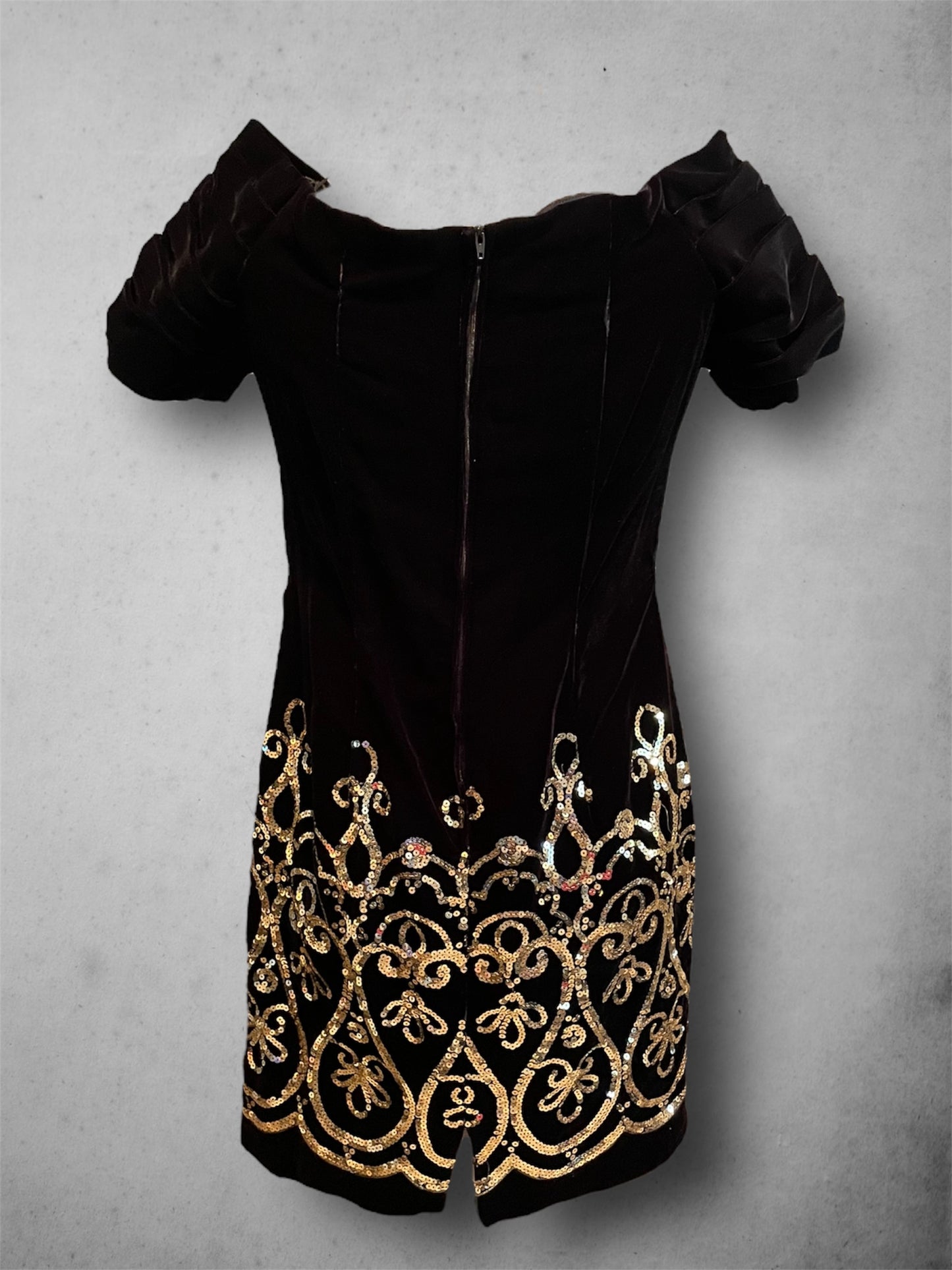 Vintage 1980’s Velvet & Gold Sequin Party Dress