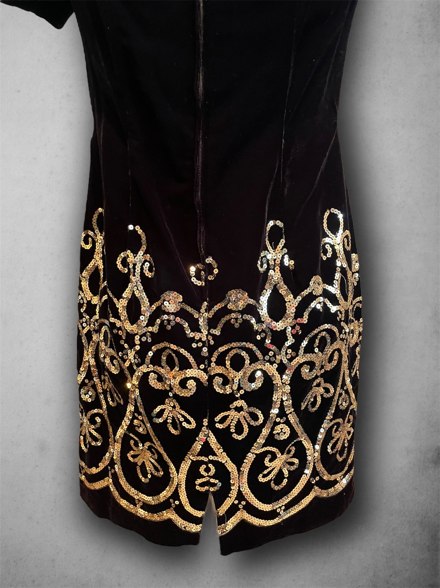 Vintage 1980’s Velvet & Gold Sequin Party Dress