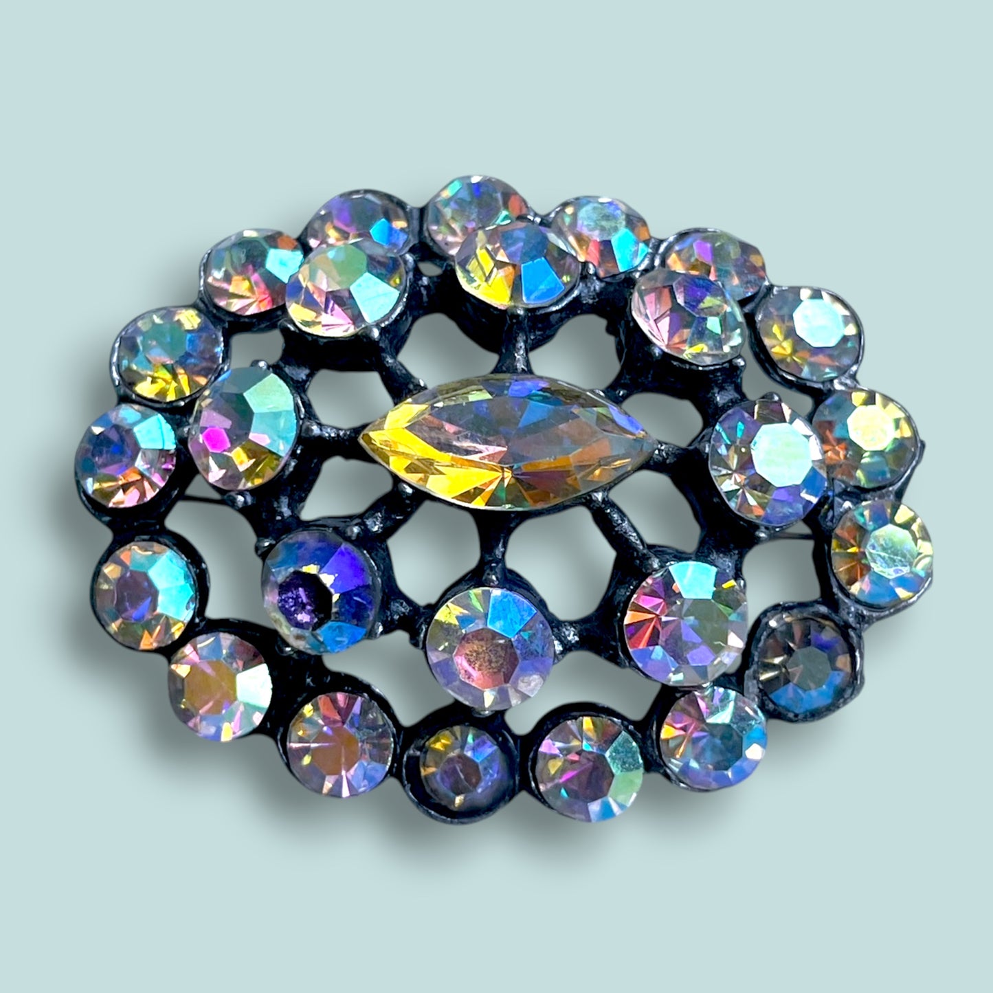 Vintage Juliana D&E Aurora Borealis Crystal Rhinestone Brooch