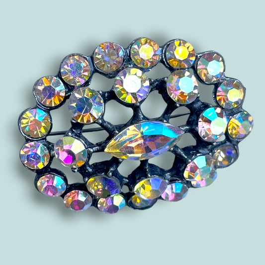 Vintage Juliana D&E Aurora Borealis Crystal Rhinestone Brooch