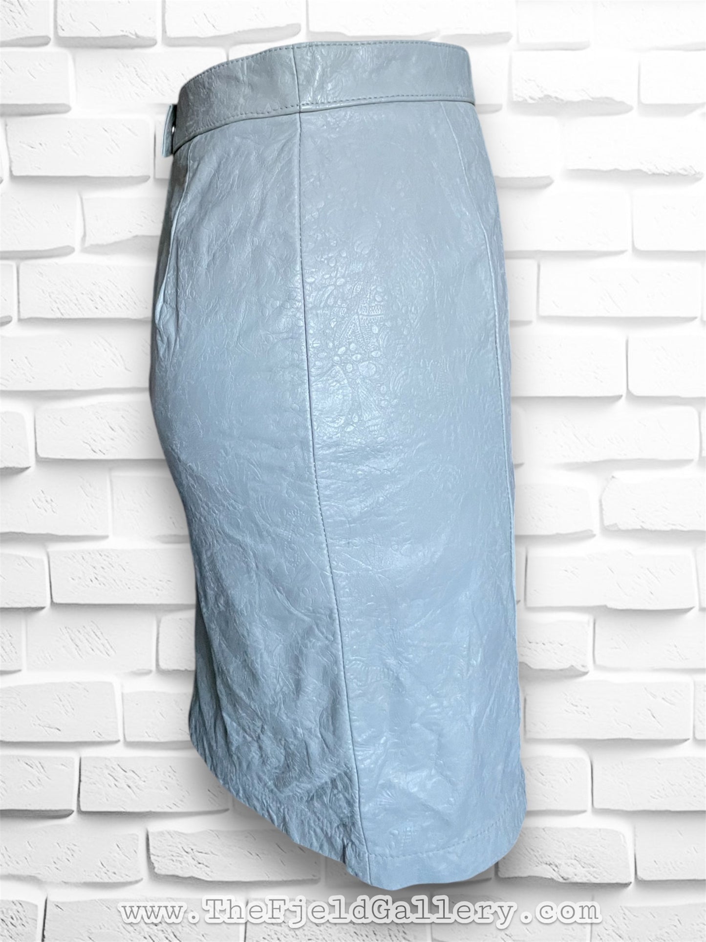 Vintage 1980’s Embossed Grey Leather Mini Pencil Skirt