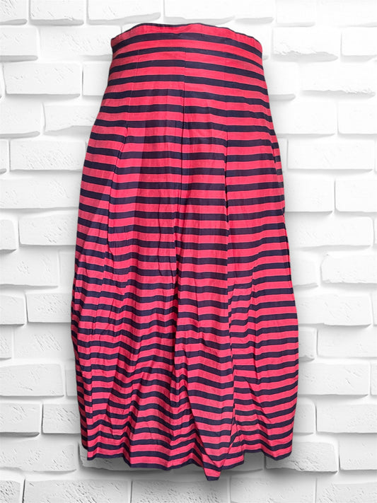 Vintage 1990’s J Crew Red & Black Striped Silk Full Midi Skirt