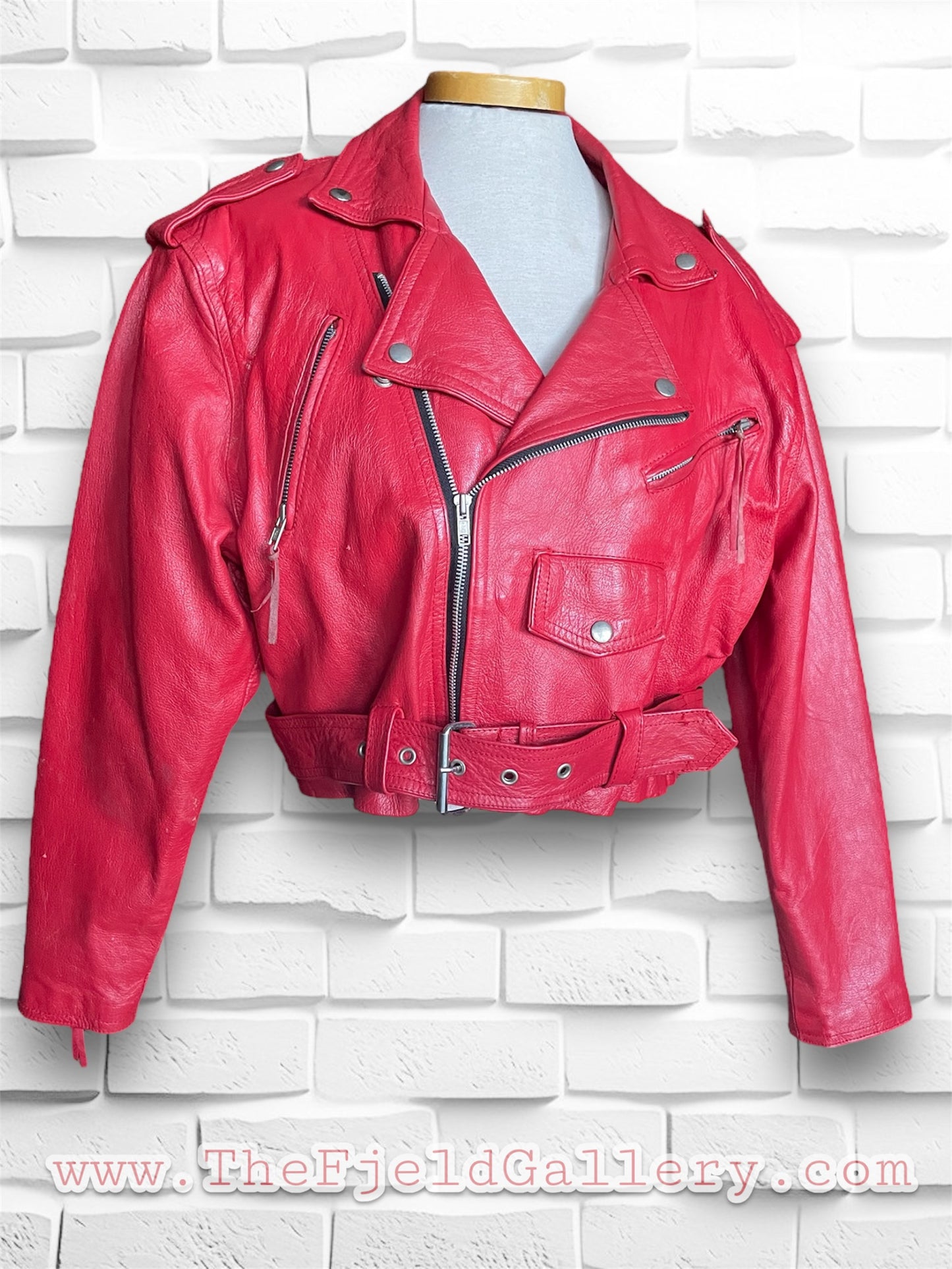 Vintage 1990’s Red Leather Motorcycle Jacket