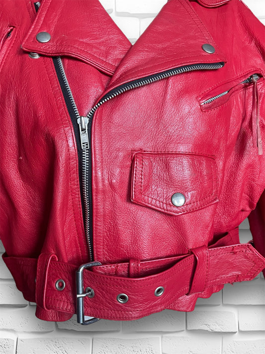 Vintage 1990’s Red Leather Motorcycle Jacket