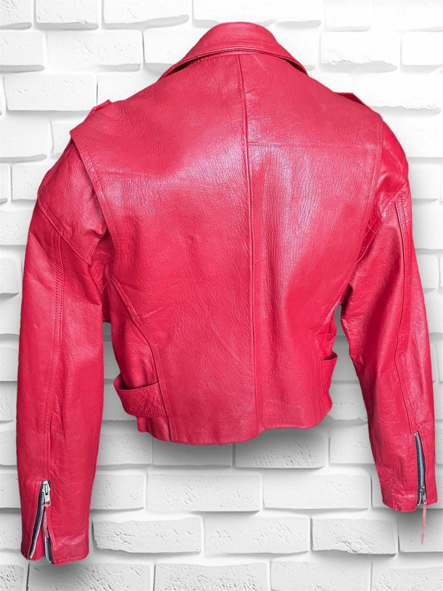 Vintage 1990’s Red Leather Motorcycle Jacket