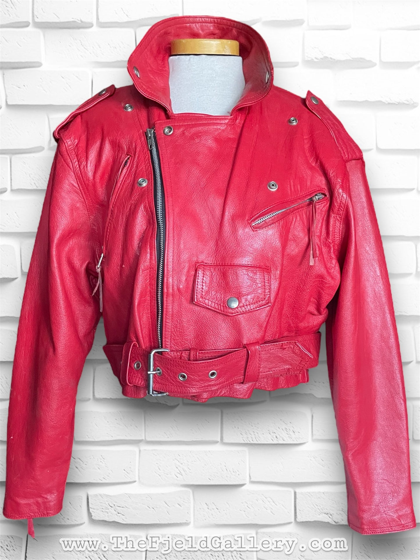 Vintage 1990’s Red Leather Motorcycle Jacket