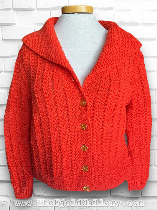 Vintage 1960’s Bright Orange Knit Large Collar Sweater