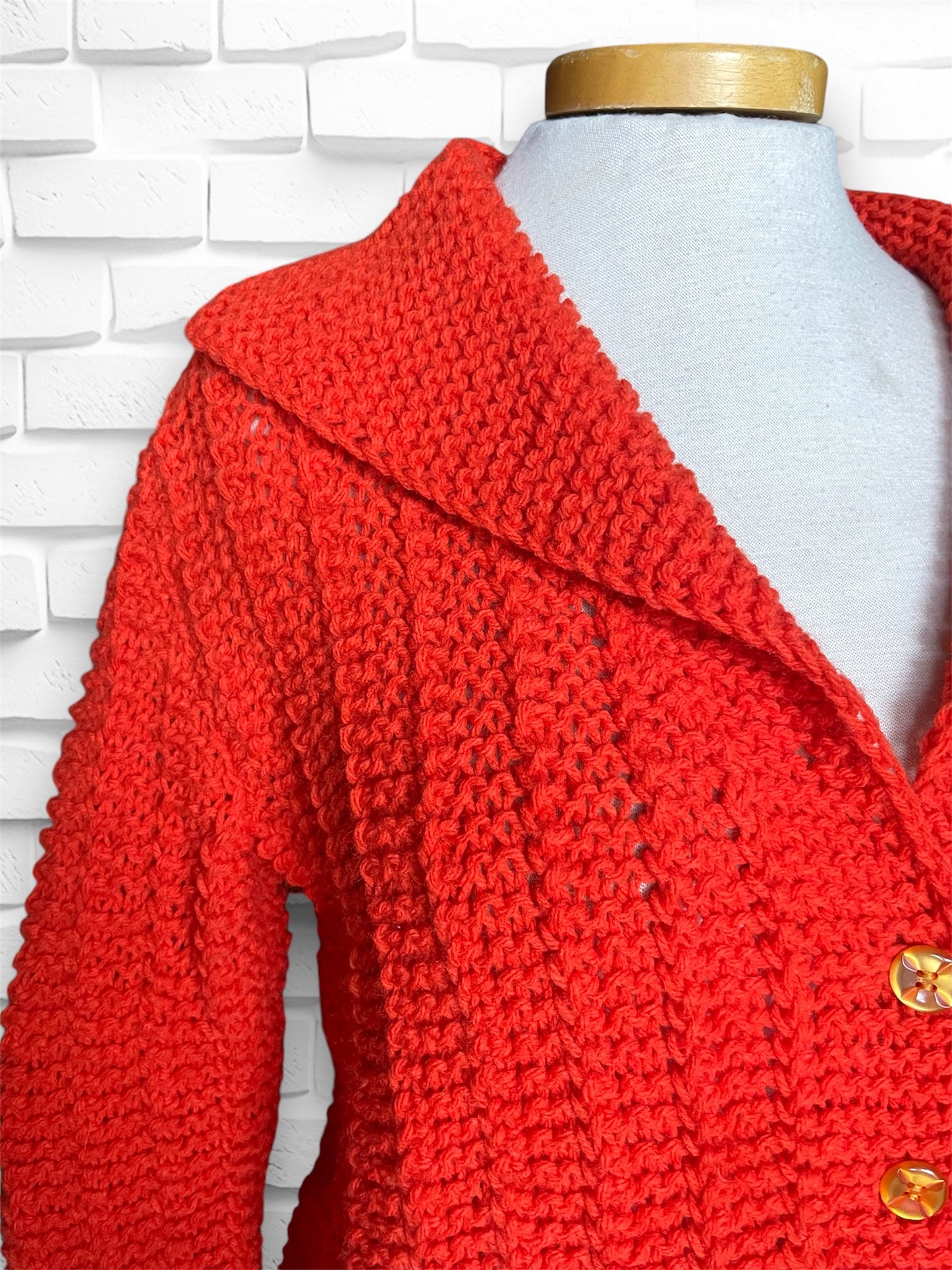 Vintage 1960’s Bright Orange Knit Large Collar Sweater