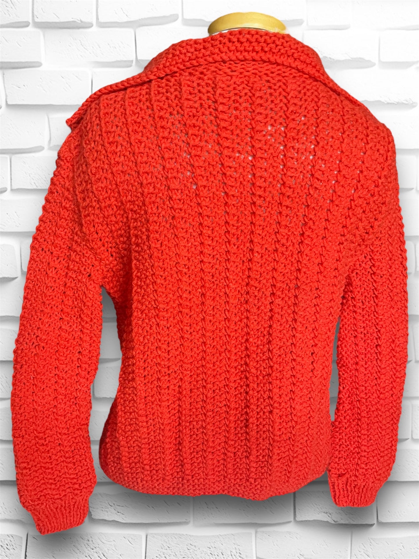 Vintage 1960’s Bright Orange Knit Large Collar Sweater