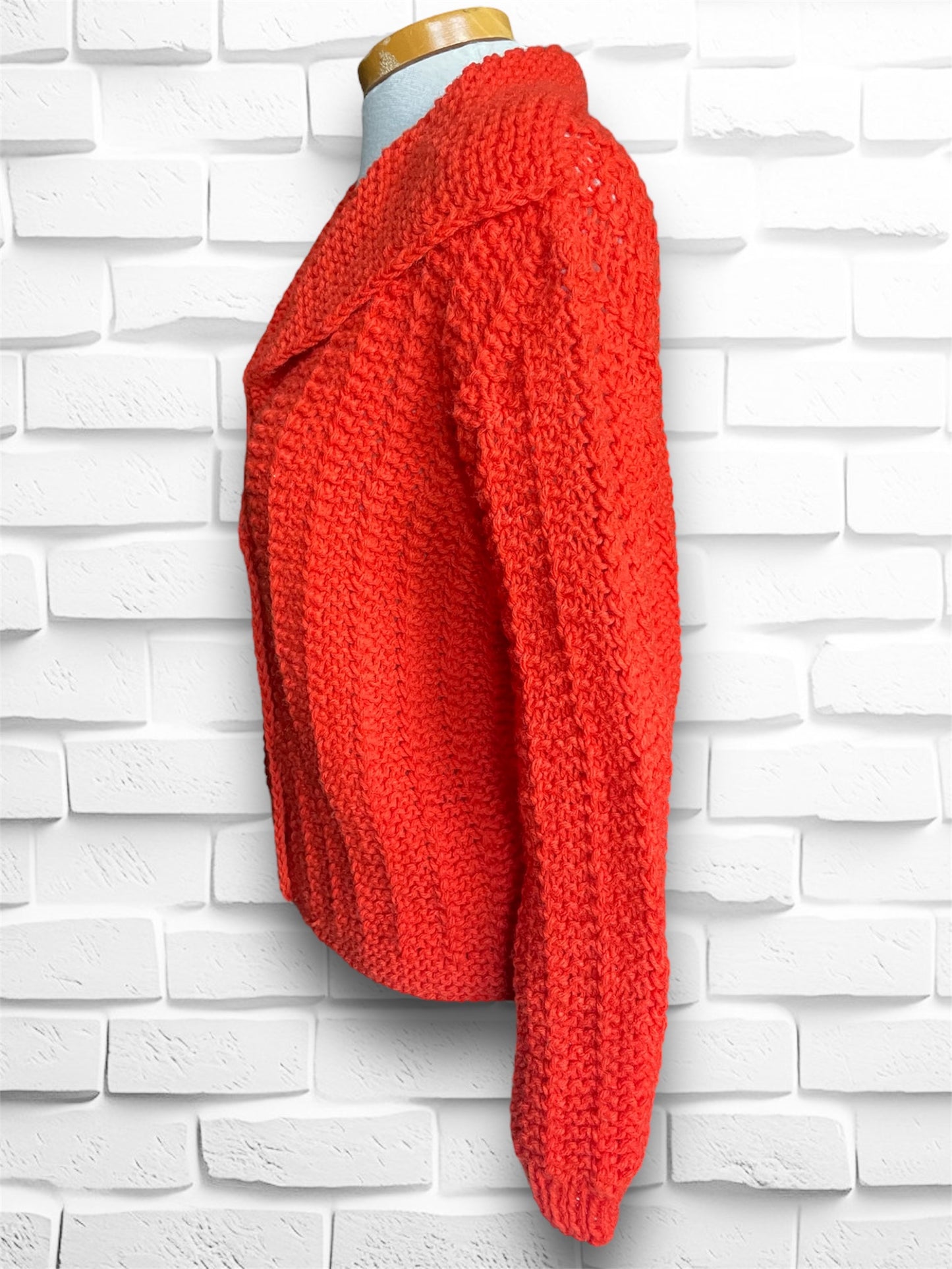 Vintage 1960’s Bright Orange Knit Large Collar Sweater