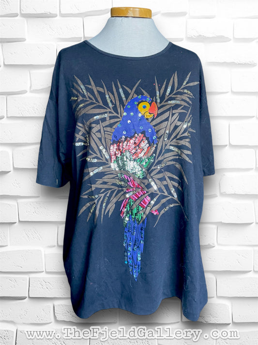 Vintage 1980’s Sequin Rainbow Parrot Oversized T-Shirt