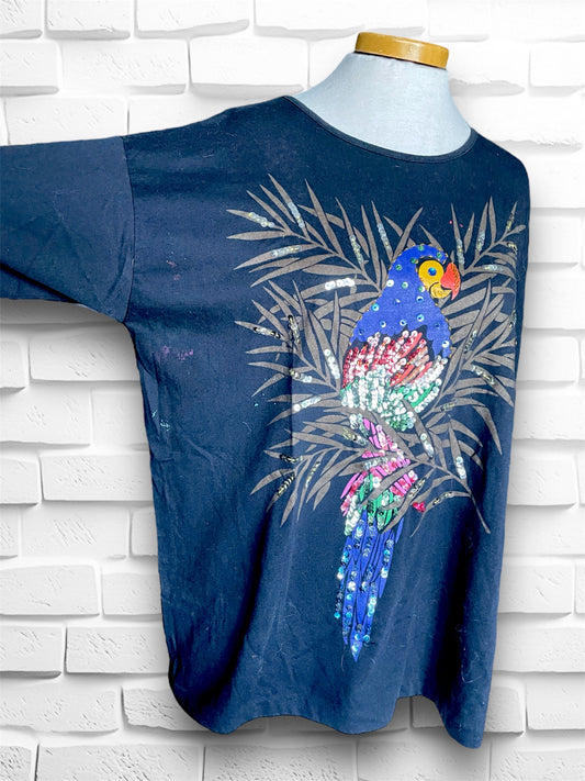 Vintage 1980’s Sequin Rainbow Parrot Oversized T-Shirt