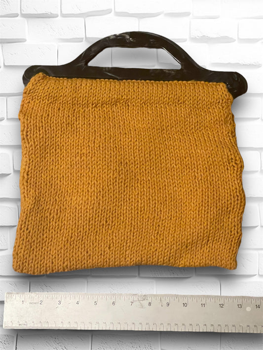 Vintage 1970’s Mustard Knit Plastic Handle Handbag