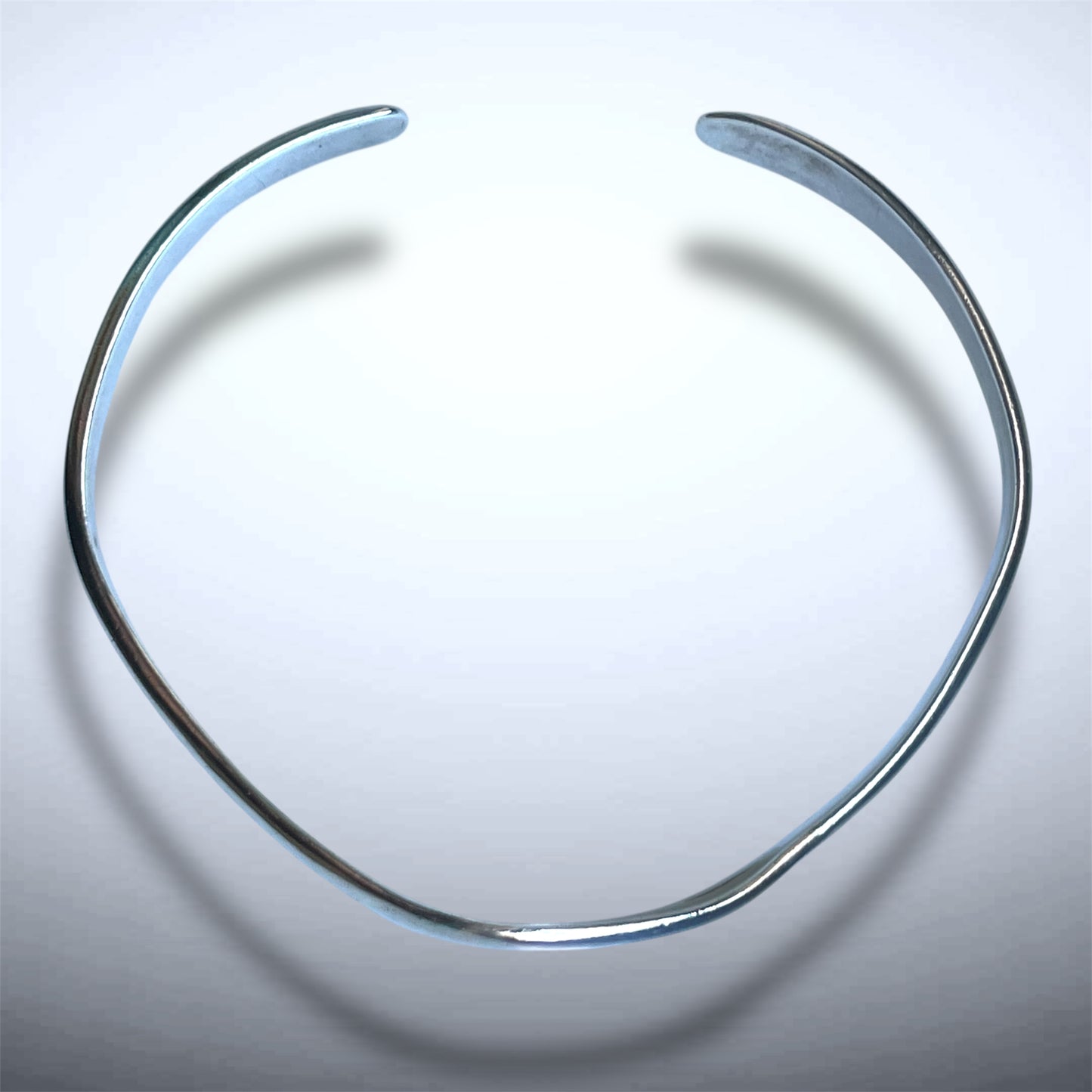 Vintage Solid Sterling Silver Minimalist Abstract Geometric Cuff Bracelet