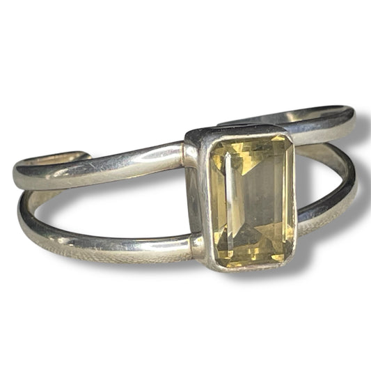 Vintage Sterling Silver Smokey Citrine Cuff Bracelet