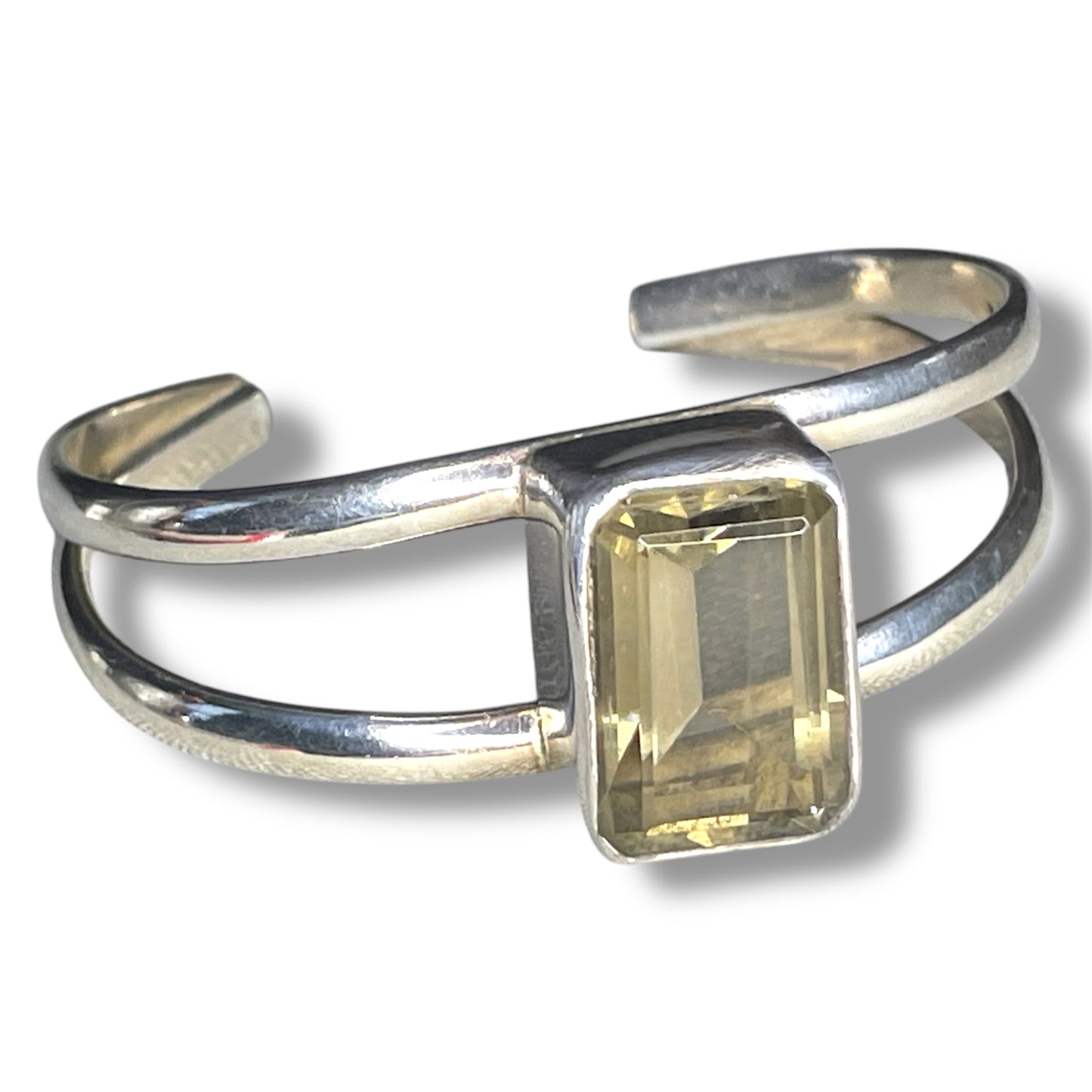 Vintage Sterling Silver Smokey Citrine Cuff Bracelet