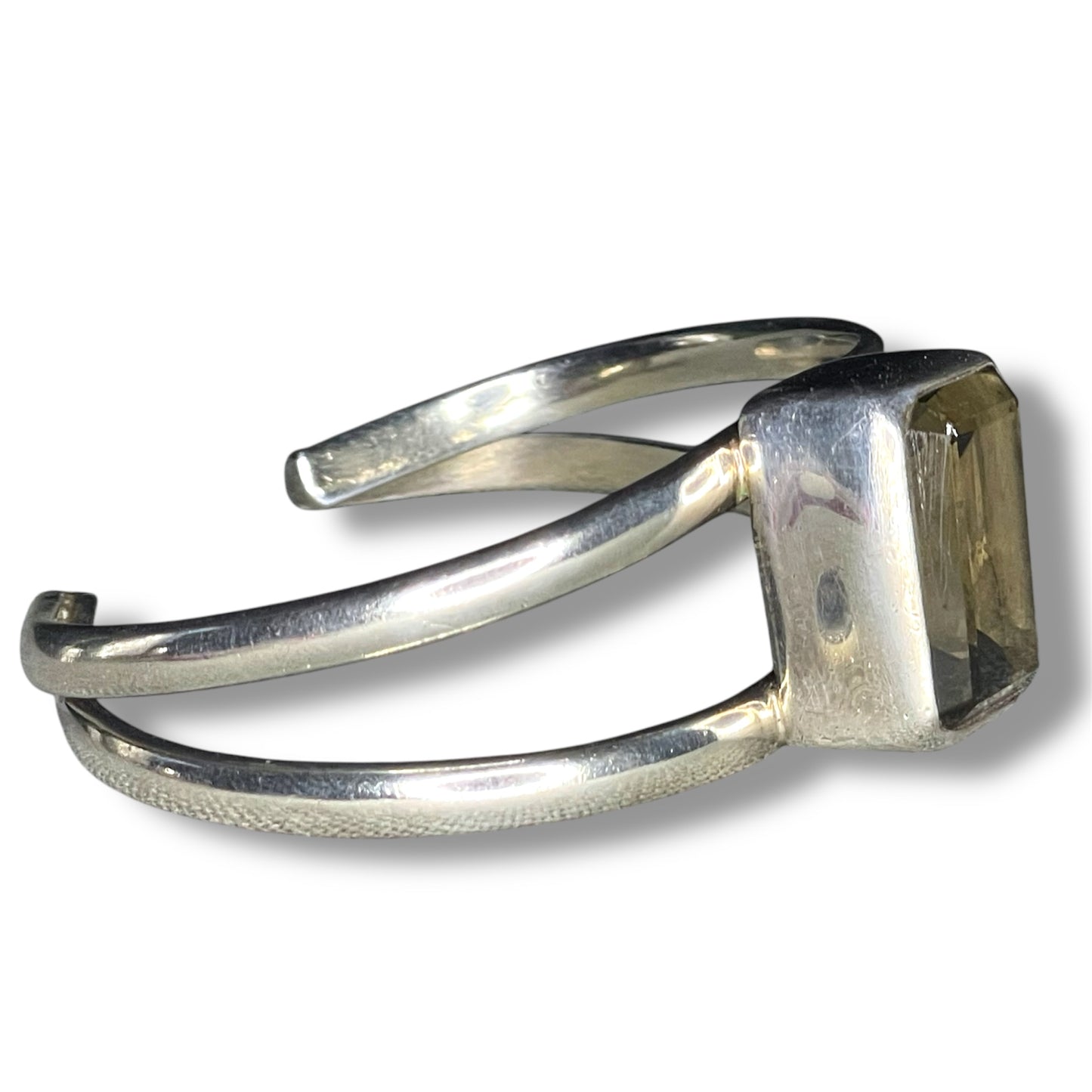 Vintage Sterling Silver Smokey Citrine Cuff Bracelet