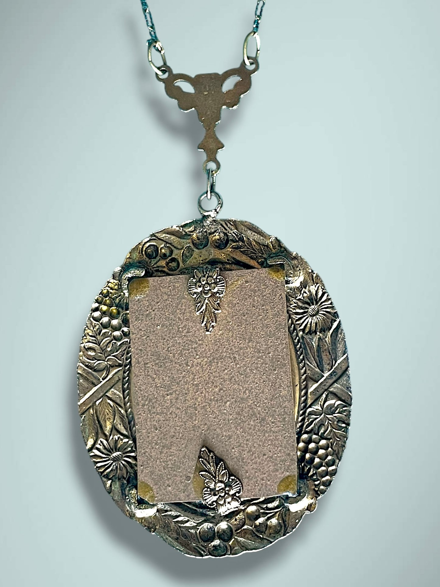 Victorian Brass Floral Tin Type Photo Locket