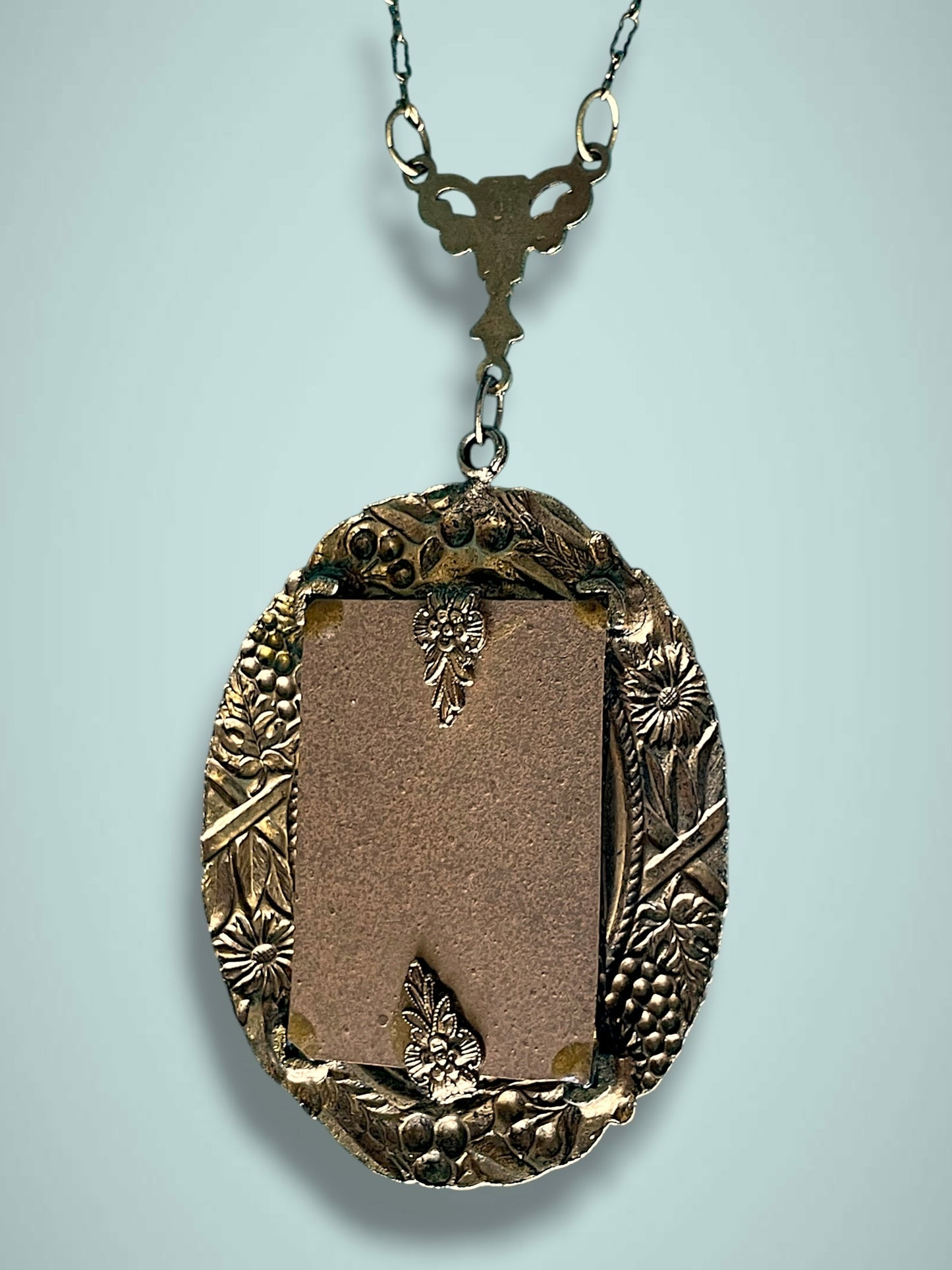 Victorian Brass Floral Tin Type Photo Locket