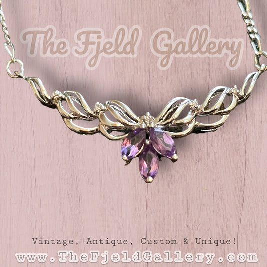 Sterling Silver Amethyst & Diamond Necklace