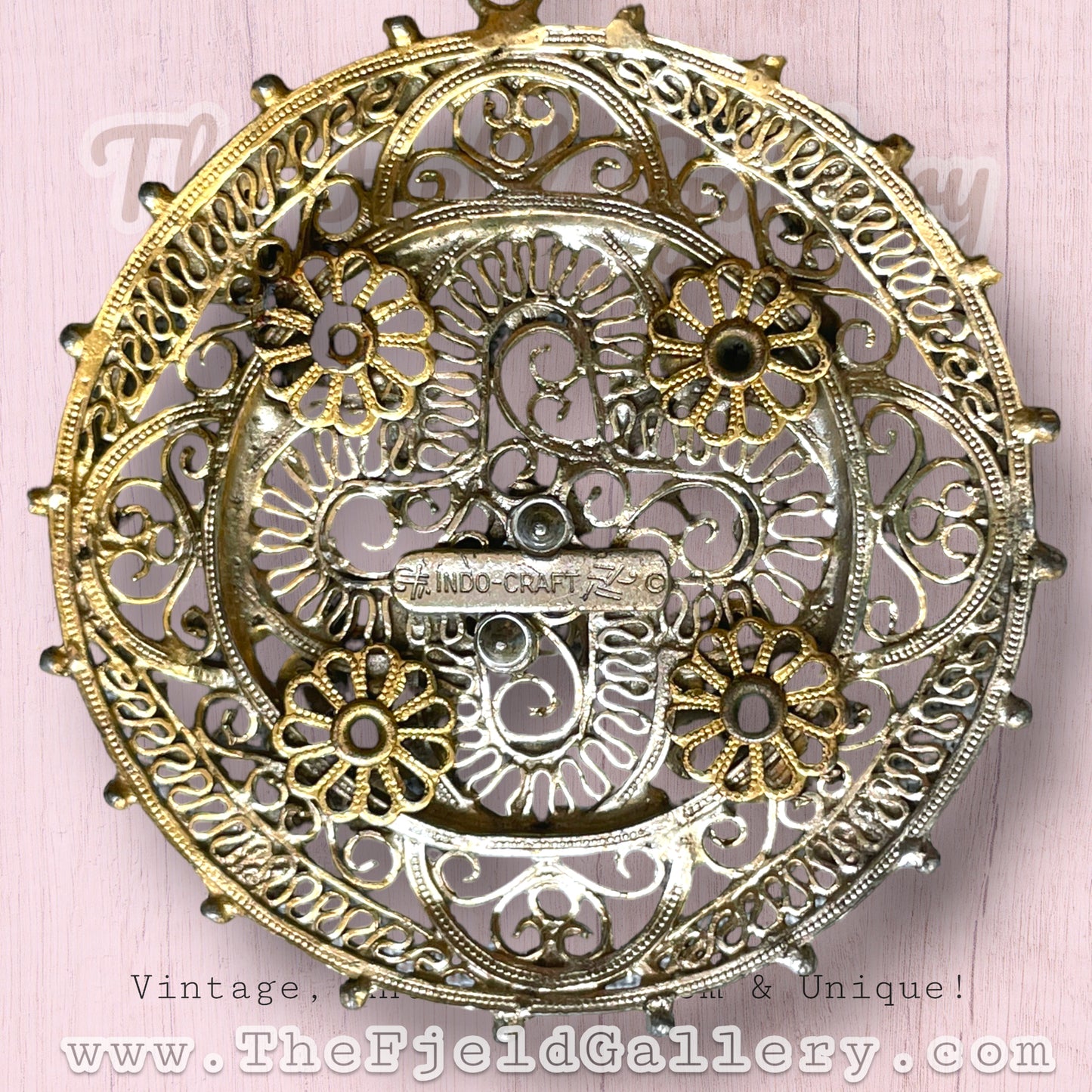 Vintage Indo Craft Brass Filigree Necklace