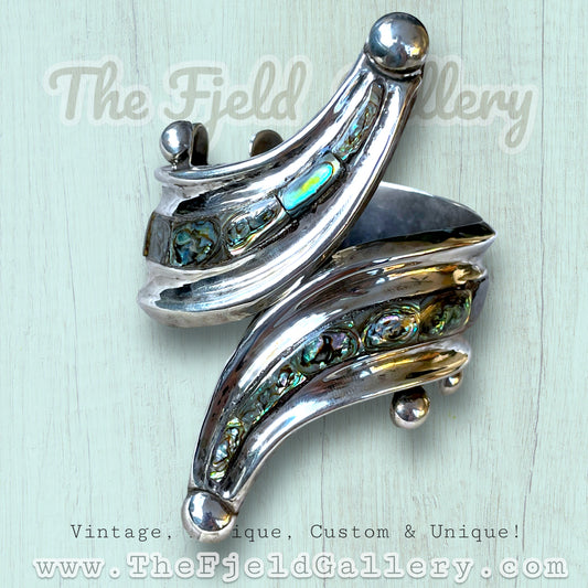 Sterling & Abalone Mexican Hinged Clamper Bracelet