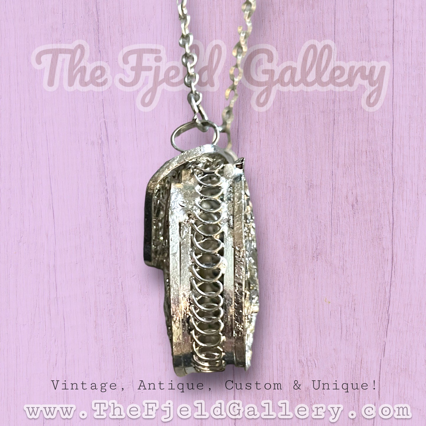 Antique Silver Filigree Articulating Purse Necklace