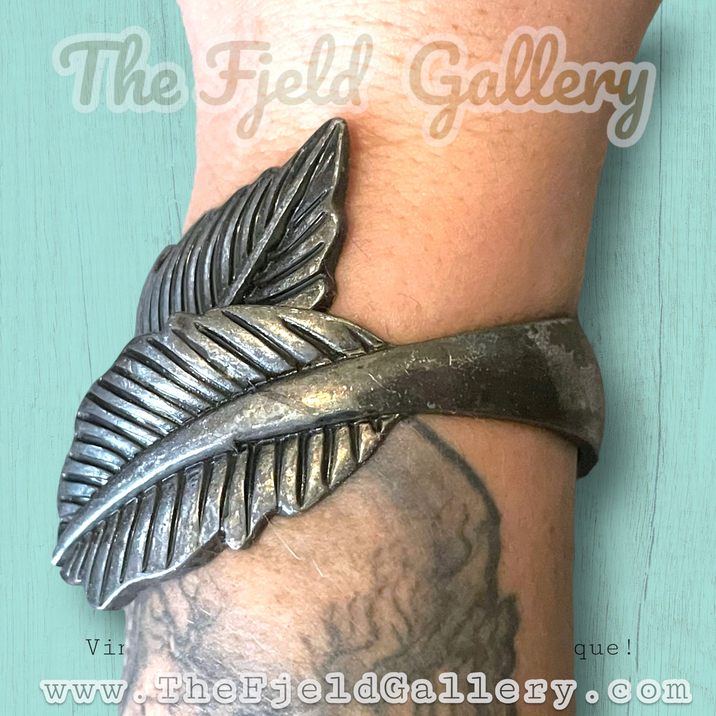 Pewter Silver Leaves Hinged Bypass Bracelet