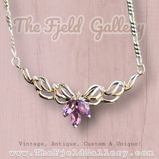 Sterling Silver Amethyst & Diamond Necklace