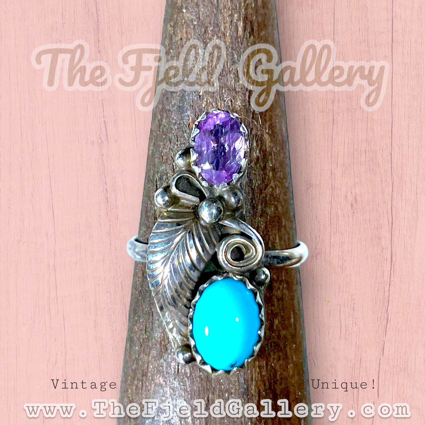 Sterling Silver Turquoise & Amethyst Ring