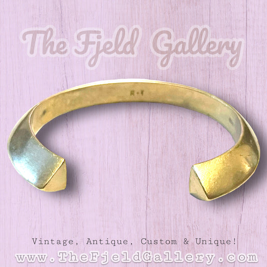 Vintage Solid Geometric Brass Cuff Bracelet