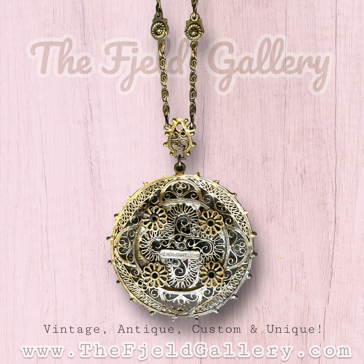 Vintage Indo Craft Brass Filigree Necklace