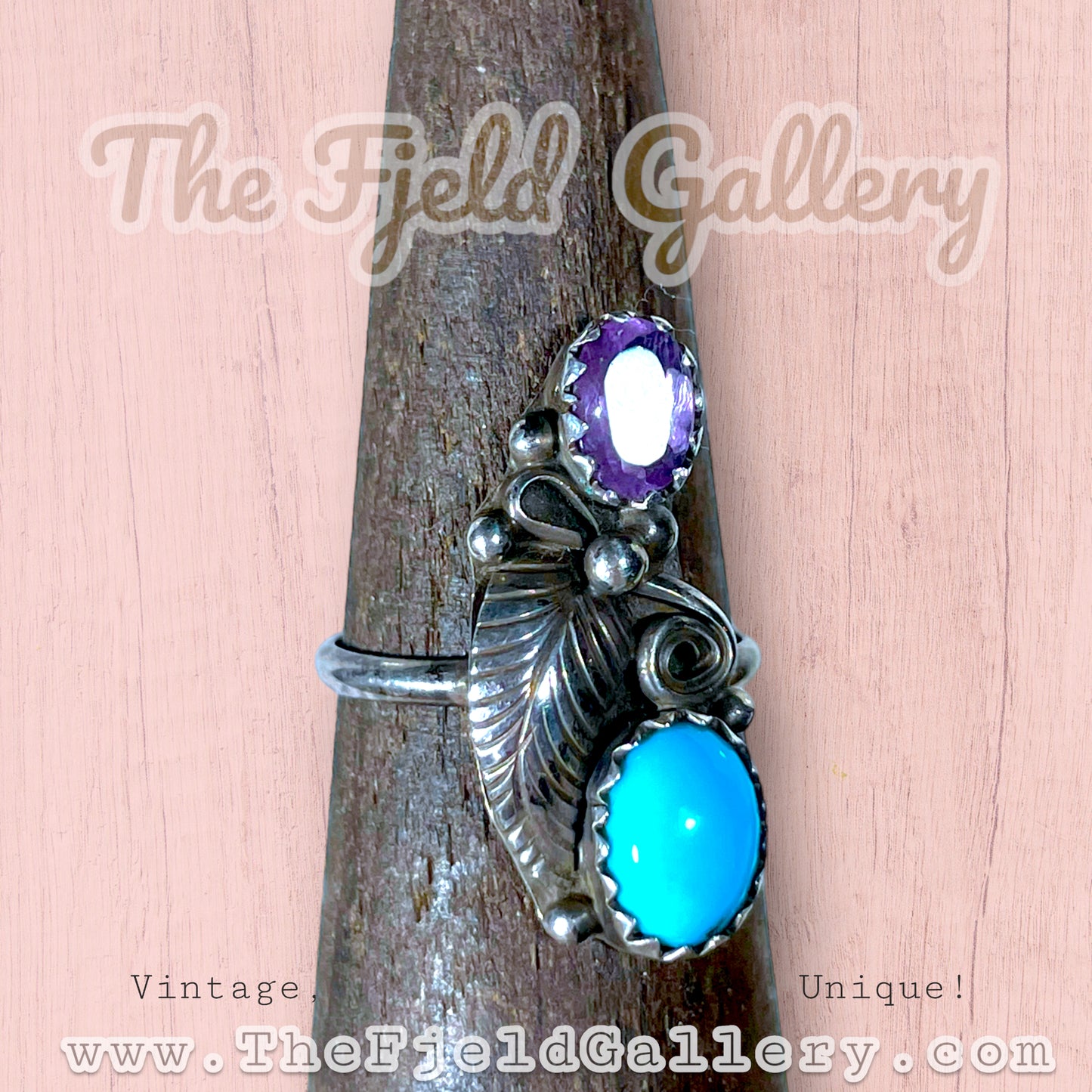 Sterling Silver Turquoise & Amethyst Ring