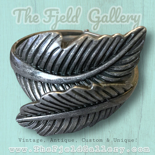 Pewter Silver Leaves Hinged Bypass Bracelet