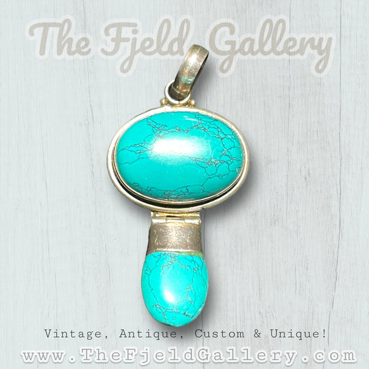 Vintage Sterling Silver Turquoise Necklace Pendant