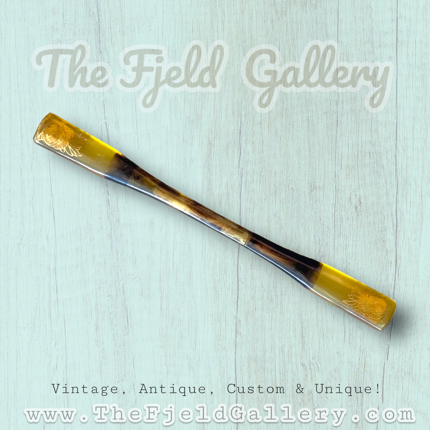 Antique Faux Tortoise Shell Hair Pin Stick with Abalone Inlay